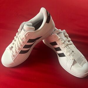 adidas White Sneakers with Black Stripes size W8